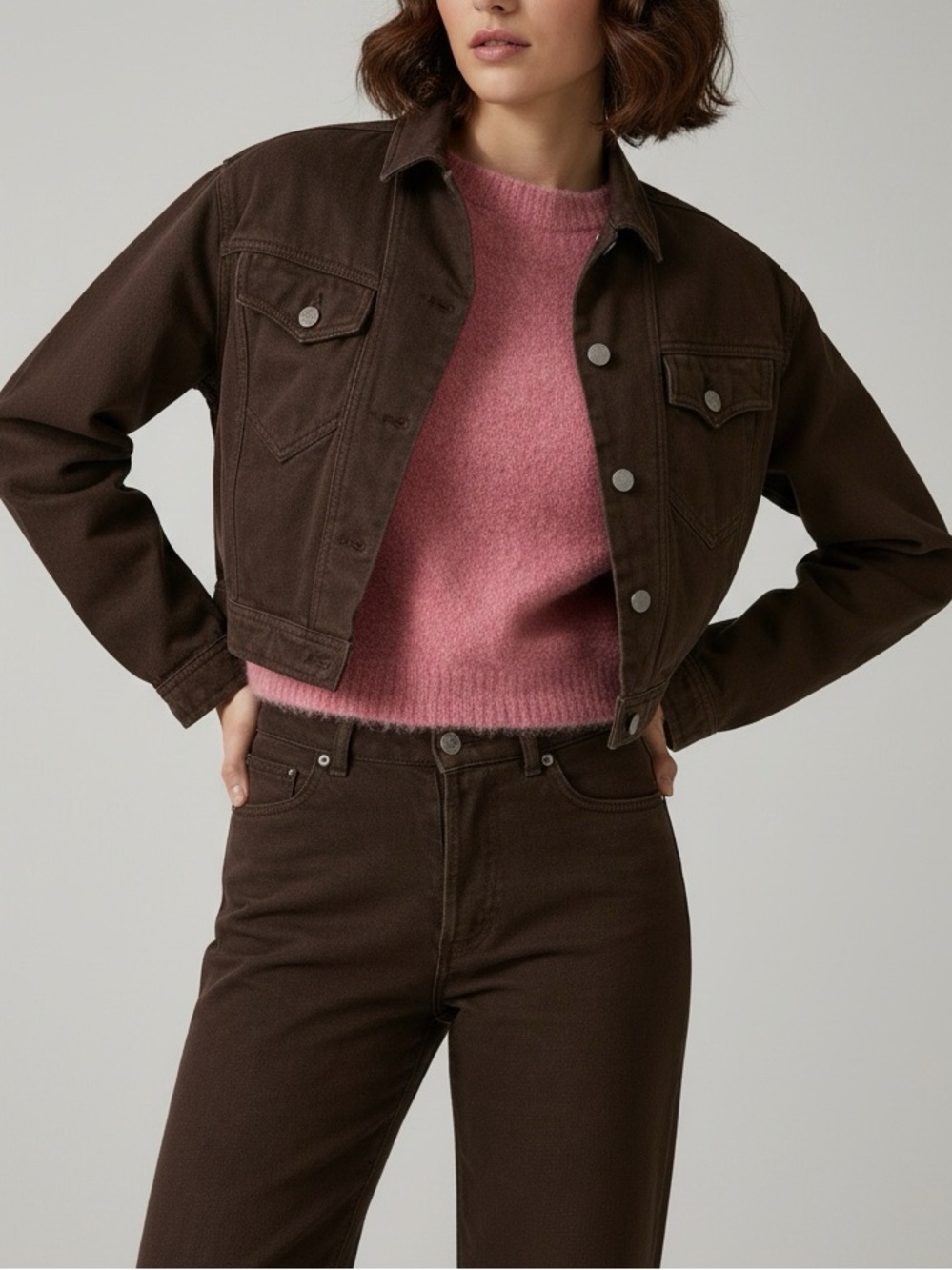 ROUJE PARIS Samir Oversized Denim Jacket, Chocolate, FR42/US10